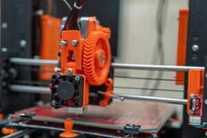 3D printer elements. 3D printing device mechanism photo