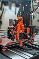 3D printer elements. 3D printing device mechanism photo