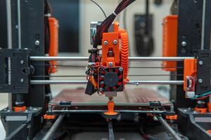 3D printer elements. 3D printing device mechanism photo