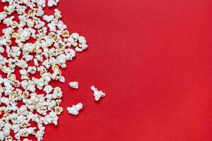 white popcorn on a red photo