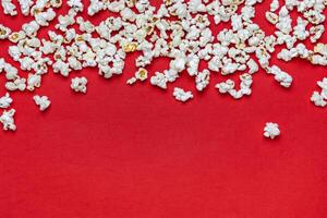 white popcorn on a red photo