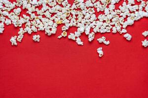white popcorn on a red photo