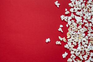 white popcorn on a red photo