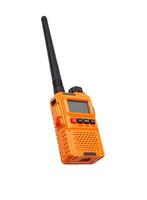 Walkie-talkie isolated on white background. Modern walkie-talkie for communication and conversation at a distance. photo