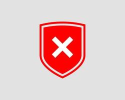 Shield icon with mark symbol. Design element. vector
