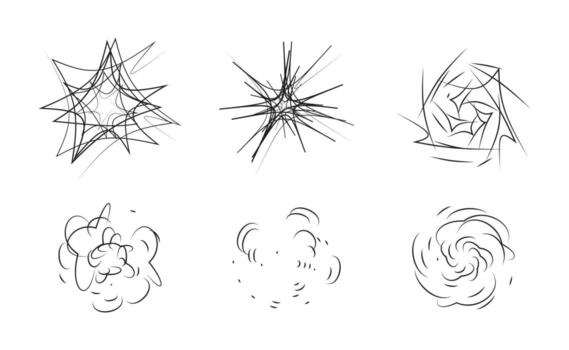 Swirl design elements. Abstract curve cartoon graphic design. Set of twist circular vortex vector