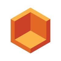 Cube logo, geometric design. Box logotype company, trendy techno emblem in isometric 3D style. vector