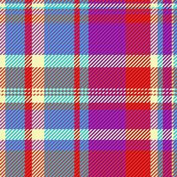 Pretty textile plaid, chinese new year pattern check texture. Periodic fabric seamless background tartan in red and cyan colors. vector
