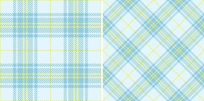 Plaid pattern of check seamless texture with a tartan background fabric textile. Set in novelty colors for creative uses of ornamental silk tape. vector