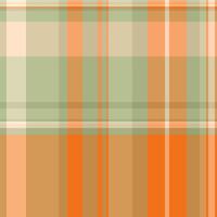 Fade check fabric tartan, adorable seamless background . Sheet textile plaid pattern texture in orange and pastel colors. vector