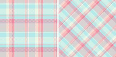 Pattern background of seamless check fabric with a tartan textile plaid texture. Set in summer colors in current fashion trend. vector