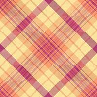 Pano plaid texture textile, rag fabric check. Artistic seamless background tartan pattern in yellow and orange colors. vector