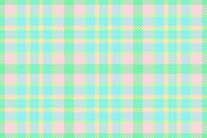 Close up seamless plaid texture, household background pattern. 30s check tartan textile fabric in green and teal colors. vector