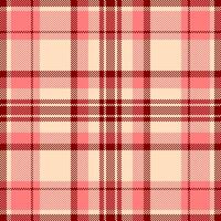 Colour check plaid textile, nice fabric seamless. Revival pattern background tartan texture in bisque and red colors. vector