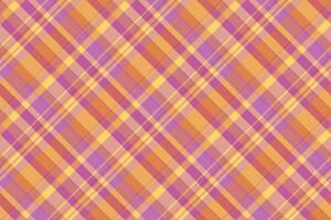 Handmade texture tartan textile, girl background plaid check. Attire seamless fabric pattern in red and orange colors. vector