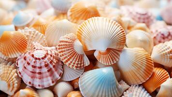 Close-up image of different colorful shells photo