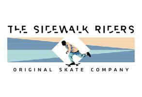 Emblem illustration in a graphic and dynamic style with the theme of skateboarding. vector
