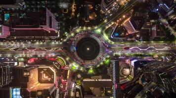 Aerial Timelapse Of Traffic At Roundabout With Monument In Jakarta, Indonesia video