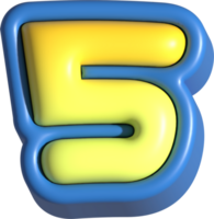 Number 5, 3d rendering uppercase alphabet png