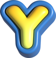 Letter Y, 3d rendering uppercase alphabet png