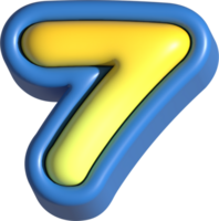Number 7, 3d rendering uppercase alphabet png