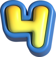 Number 4, 3d rendering uppercase alphabet png