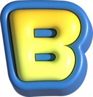 Letter B, 3d rendering uppercase alphabet png