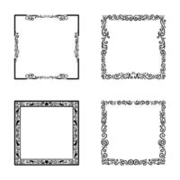 collection frames, hand drawn ink elements on white background vector