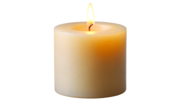 Lit candle with warm flame on transparent background png