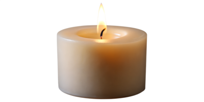 Burning candle with warm glowing flame isolated on transparent background png