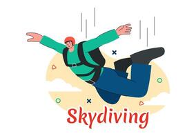 Skydiving Illustration with Skydivers Use Parachutes and Sky Jumping for Outdoor Activities in a Flat Extreme Sport Style Cartoon Background vector