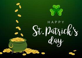 st. patrick's day background with clover and coins vector