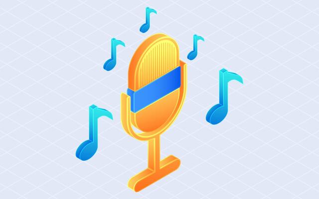 Isometric music note, Microphone . Melody or tune isolated on white background