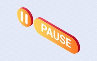 Isometric pause isolated on white background vector