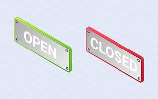 Isometric open and close. Hanger board isolated on white background vector