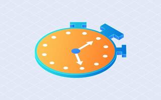 Isometric timer clock. Stopwatch isolated on white background vector