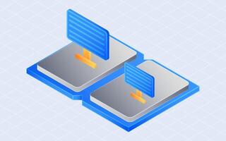 Isometric digital literacy. Reading book isolated on white background vector