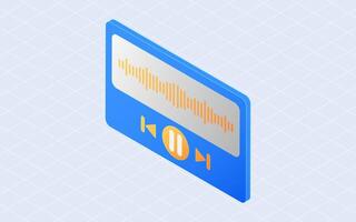 Isometric music player interface. Sound wave isolated on white background vector