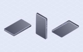 Isometric smartphone mockup. Phone viewpoint display isolated on white background vector