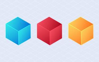 Isometric Cube set. Modeling cubes isolated on white background vector
