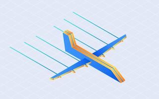 Isometric airplane take off. Air transport isolated on white background vector