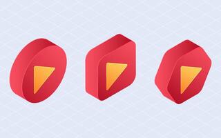 Isometric play button. Start media symbol isolated on white background vector