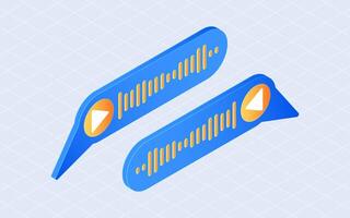 Isometric voice audio message. Sound wave isolated on white background vector