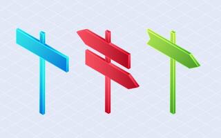 Isometric traffic direction board. Direction sign post isolated on white background vector
