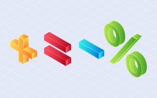 Isometric Math symbols. Element calculator isolated on white background vector