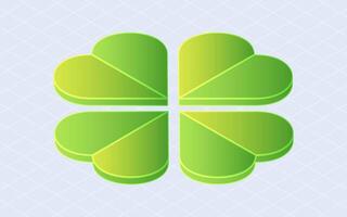 Isometric Clover. Green clover leaves isolated on white background vector