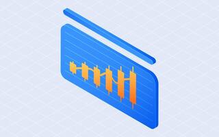 Isometric indicator report. Statistics data graph isolated on white background vector