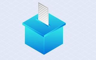 Isometric vote box. Voting concept 3d style isolated on white background vector