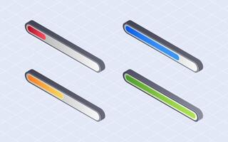 Isometric progress bar. Download loading bar isolated on white background vector