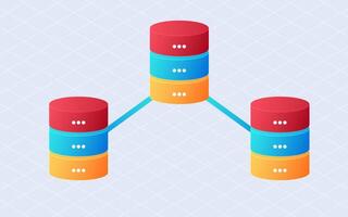Isometric database backup. File transfer isolated on white background vector